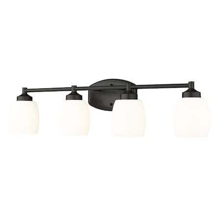 Z-Lite Kendrick 4 Light Vanity, 31.25in. W x 8.5in. H, Matte Black 745-4V-MB